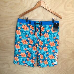 New Hurley Swim Trunks Big Kids Size 20/30 Floral Short.